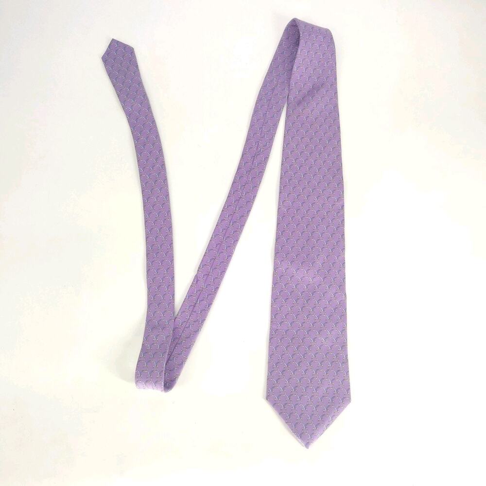 VTG Brooks Brothers Makers Tie Purple Geometric Silk XL Extra Long USA 61 3.75